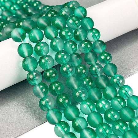 Frosted Transparent Glass Bead Strands X1-GLAA-P065-8mm-14-1