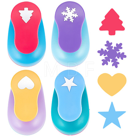 4Pcs 4 Colors Plastic Craft Punch for Scrapbooking & Paper Crafts TOOL-FG0001-11-1