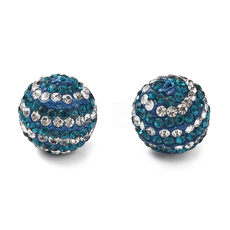 Stripe Pattern Polymer Clay Rhinestone Beads CLAY-NH0001-01E-1