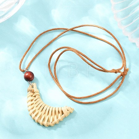 Boho Woven Rattan Pendant Long Necklaces WD-CBA76F6-01C-1