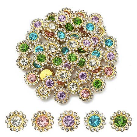 50Pcs 5 Colors Flower Sew on Rhinestone RGLA-YW0002-02-1