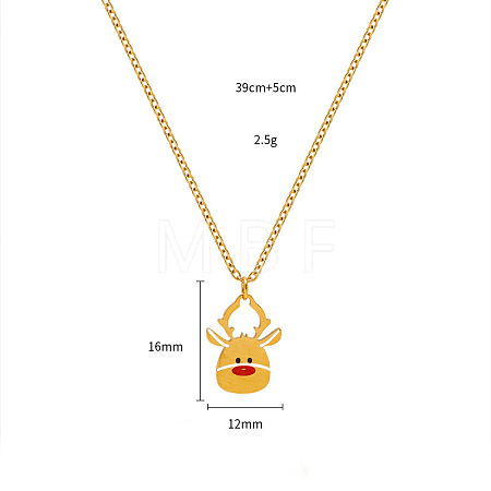 Christmas 304 Stainless Steel Enamel Pendant Necklaces FS-WGDAA96-12-1