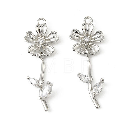 Brass Micro Pave Cubic Zirconia Pendants KK-C107-09B-P-1