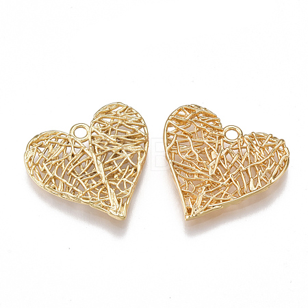 Brass Filigree Pendants KK-T038-25G-1