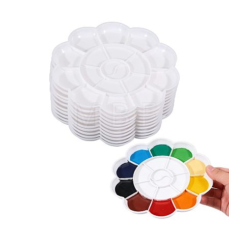 10Pcs Flower Plastic Artist Painting Palette AJEW-GL0003-39-1