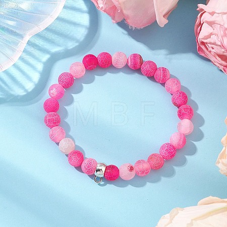Natural Weathered Agate Beads Stretch Bracelets for Women BJEW-JB11412-01-1