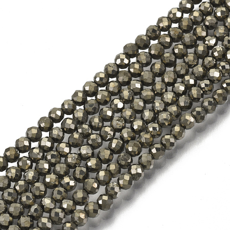 Natural Pyrite Beads Strands G-T108-34D-1