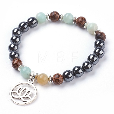 Tibetan Style Filigree Alloy Charm Bracelets BJEW-JB03737-04-1