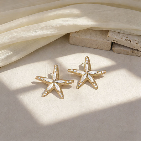 Alloy Rhinestone Stud Earrings EJEW-Z172-02G-01-1