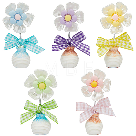 5Pcs 5 Colors Cute Plastic Shaking Head Flower Ornament AJEW-CN0006-02-1