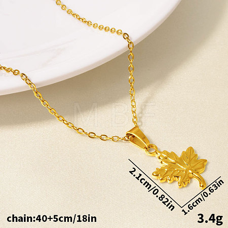 304 Stainless Steel Maple Leaf Pendant Necklaces for Women WG7180D-02-1