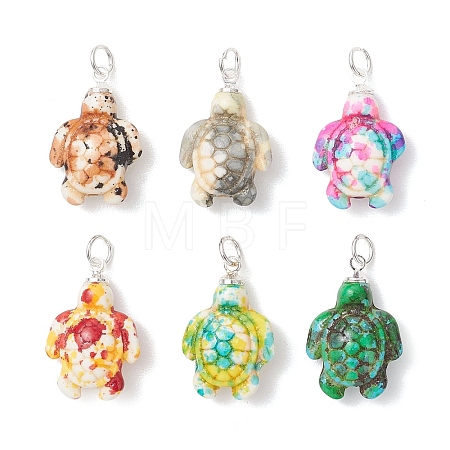 Dyed Synthetic Turquoise Pendants PALLOY-JF05144-01-1
