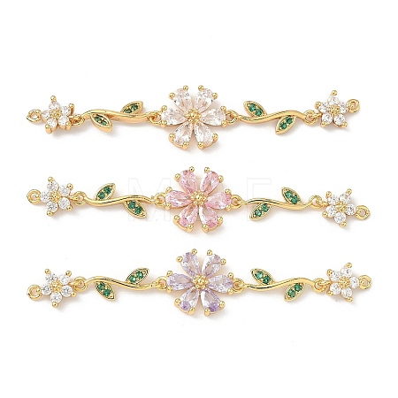 Brass Pave Cubic Zirconia Connector Charms KK-Z139-02G-1