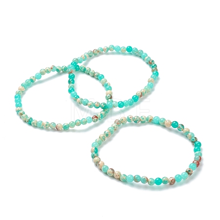 Synthetic Shoushan Stone Beaded Stretch Bracelets BJEW-D446-A-19-1