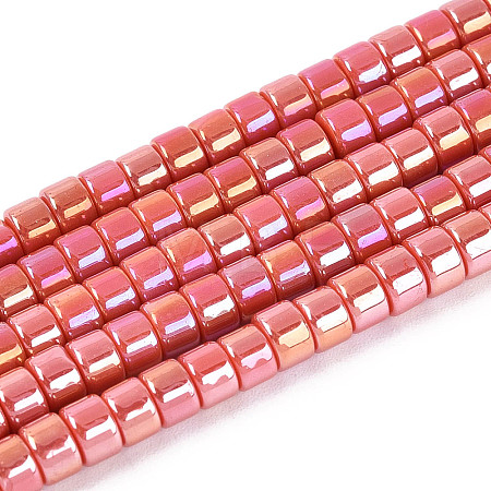 AB Color Plated Opaque Glass Beads Strands GLAA-T026-2x4mm-P18-1