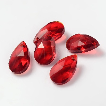 Faceted Teardrop Glass Pendants X-GLAA-O008-A08-1
