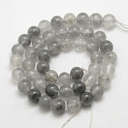 Natural Gemstone Cloudy Quartz Round Bead Strands X-G-O021-6mm-03B-1