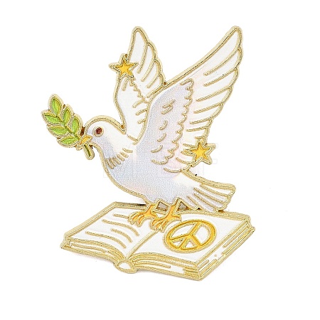 Peace Dove with Olive Branch Enamel Brooches AL-I001-01G-03-1
