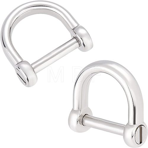 2Pcs 304 Stainless Steel D-Ring Anchor Shackle Clasps STAS-CA0001-56A-1