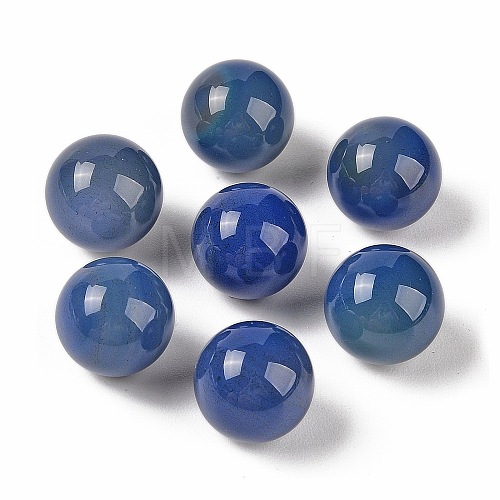 Natural Blue Agate No Hole Sphere Beads G-K353-04C-30-1