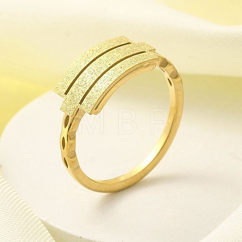 Textured Rectangle 304 Stainless Steel Finger Ring for Women RJEW-L126-05B-05G-1