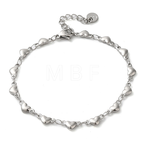 Non-Tarnish 304 Stainless Steel Heart Link Chain Bracelets for Women BJEW-K237-07P-1