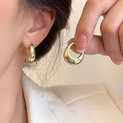 Oval Alloy Hoop Earrings WG46953-32-1