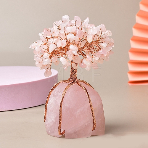 Natural Rose Quartz Chips Tree of Life Decorations PW-WG83698-05-1