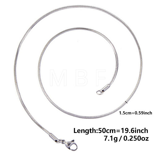 Non-Tarnish 1.5mm Unisex 304 Stainless Steel Snake Chains Necklaces ZV2766-4-1