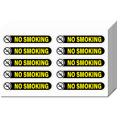 Mini PVC Coated Self Adhesive NO SMOKING Warning Stickers STIC-WH0017-004-1