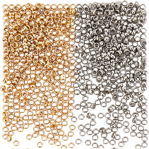 800Pcs 2 Colors 316 Surgical Stainless Steel Crimp Beads STAS-DC0005-02-1