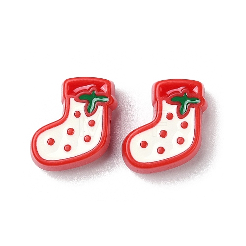 Christmas Decorations Theme Opaque Acrylic Bead with Enamel X-OACR-Z021-01F-1