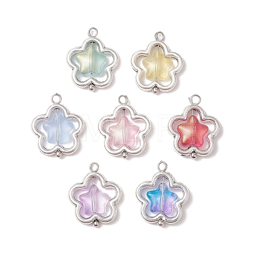 7Pcs Alloy and Glass Pendants PALLOY-JF03366-01-1