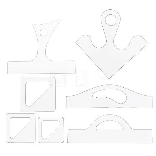 Globleland 7Pcs 7 Styles Transparent Acrylic Stamping Blocks Tools DIY-GL0004-22-1
