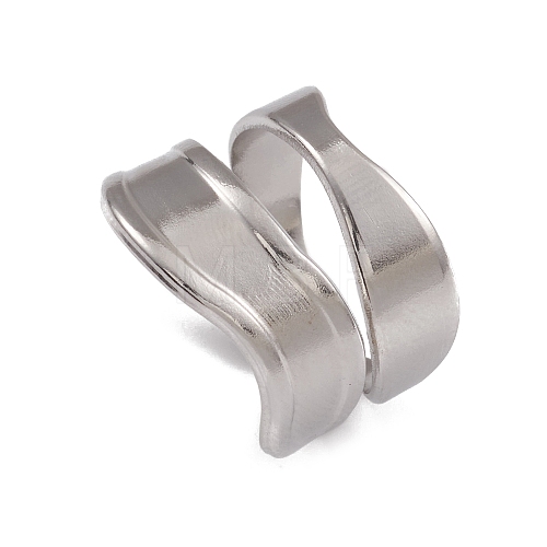 304 Stainless Steel Twist Wave Open Cuff Rings for Women RJEW-G285-26P-1