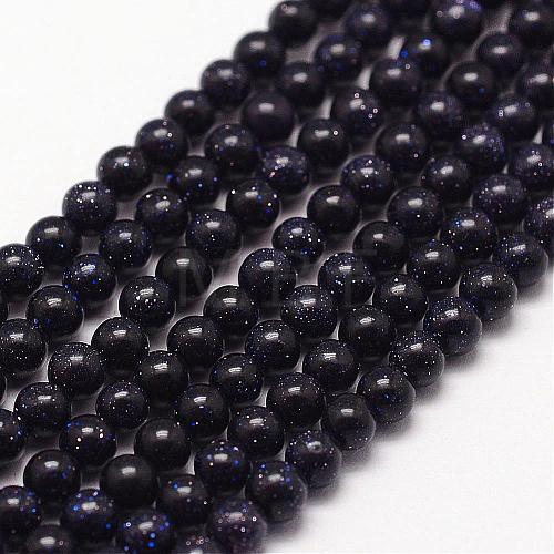 Blue Goldstone Beads Strands G-N0200-01C-3mm-1