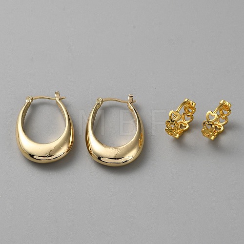 2 Pairs 2 Styles Brass Hoop Earrings Set EJEW-I301-01-1
