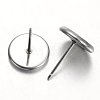 100Pcs Flat Round 304 Stainless Steel Stud Earring Settings STAS-TAG0001-15-2