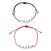 2Pcs 2 Color Hear Love Acrylic Braided Bead Bracelets Set BJEW-JB09849-2
