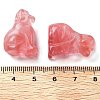 Cherry Quartz Glass Carved Dog Figurines DJEW-L023-A05-3