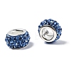 Polymer Clay Rhinestone European Large Hole Beads with Silver Color Plated Brass Cores FPDL-R002-08-3