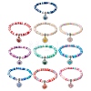 Natural Gemstone & MIYUKI Seed Beads Heart Charm Bracelets BJEW-MZ00084-1