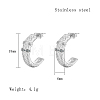 304 Stainless Steel Rhinestone Arch Stud Earrings GH0398-2-3