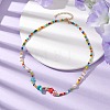 Flower Glass Seed & Pearl Beaded Necklaces NJEW-JN04677-02-2