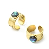 Paua Shell Round 304 Stainless Steel Cuff Open Rings for Women RJEW-JR01070-3