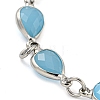 Heart Faceted Glass Link Chain Bracelets BJEW-C059-01A-P-2