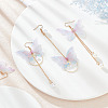 2 Pairs 2 Style Fabric Butterfly with Plastic Pearl Beaded Dangle Earrings EJEW-AN0002-84-7
