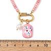 304 Stainless Steel Pendant Dyed Glass Rondelle Beaded Necklaces for Women NJEW-JN06540-01-4