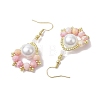 Paw Print Imitation Pearl & Glass Seed Beads Dangle Earrings EJEW-MZ00386-01-4