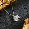 Brass Micro Pave Clear Cubic Zirconia Elephant Pendant 201 Stainless Steel Cable Chain Necklaces for Women WGE2C96-02-1